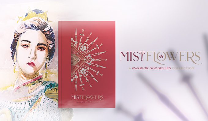 A watercolour warrior goddess and the Mistflowers cover