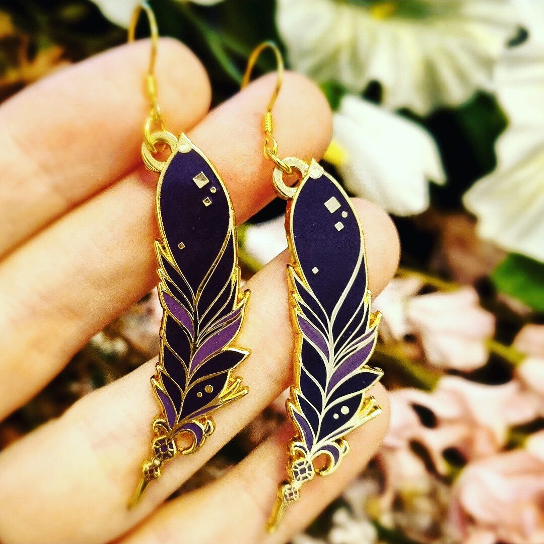 Peculiar Enamel Pin - Feather Earrings