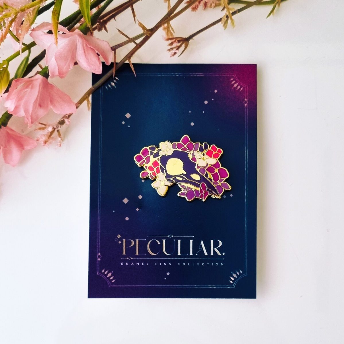 Peculiar Enamel Pin - Floral Crow