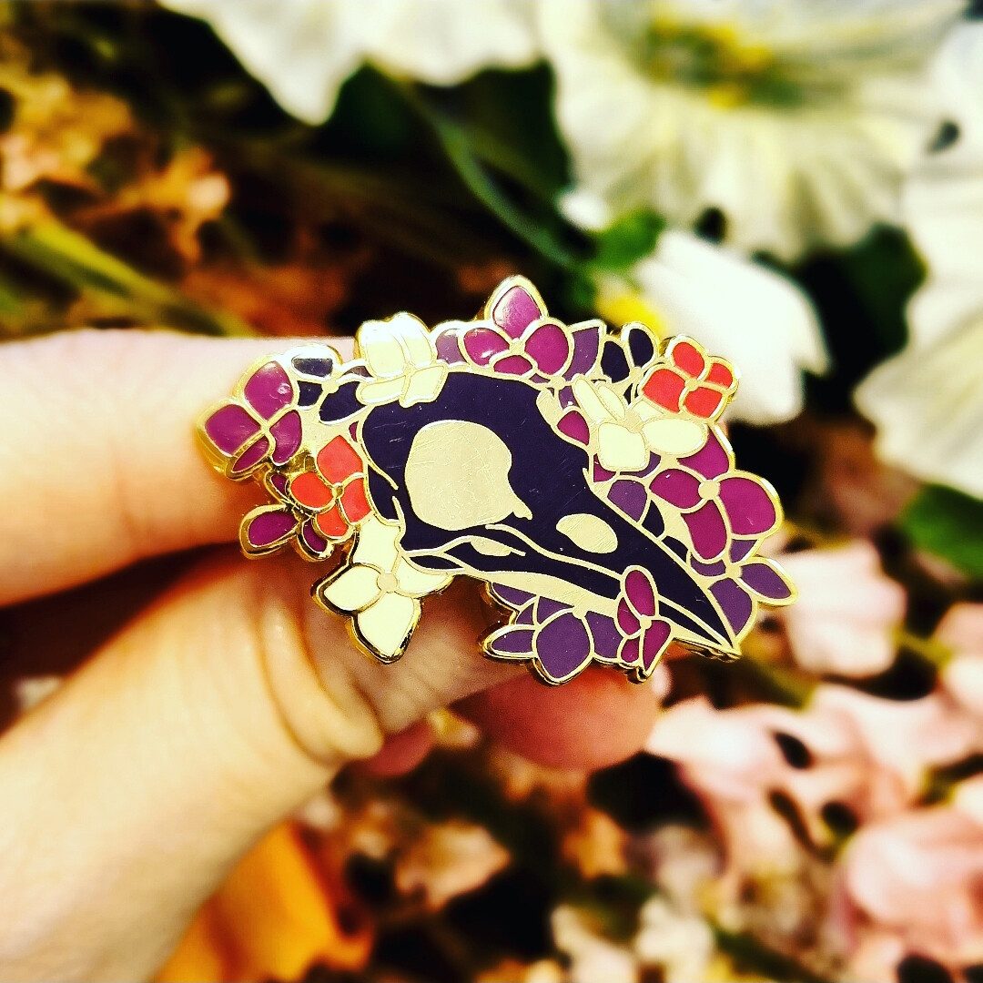 Peculiar Enamel Pin - Floral Crow