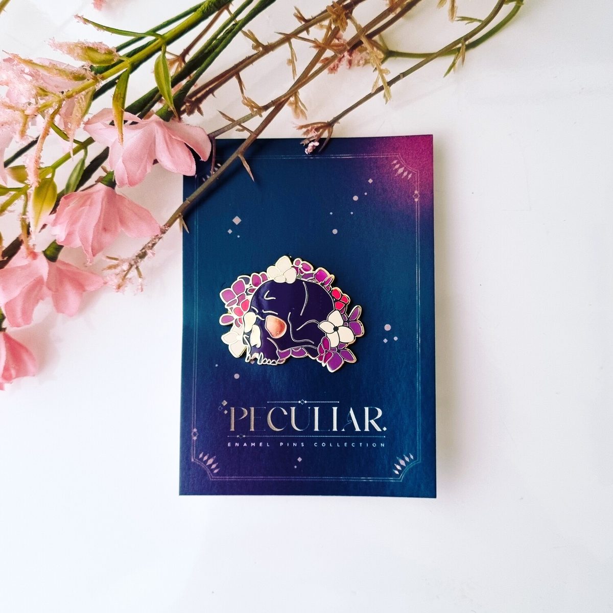 Peculiar Enamel Pin - Floral Skull