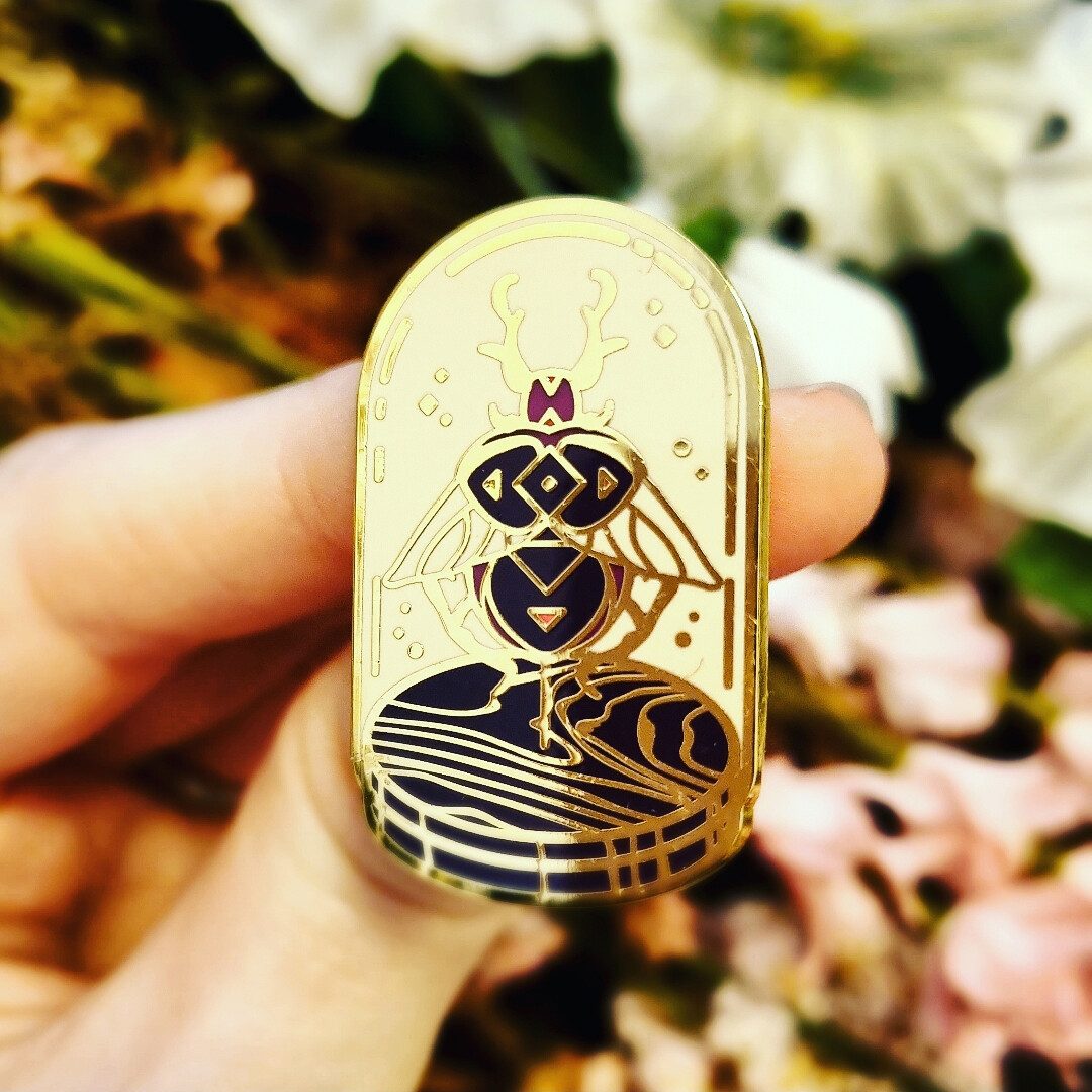 Peculiar Enamel Pin - Scarab Bell Glass