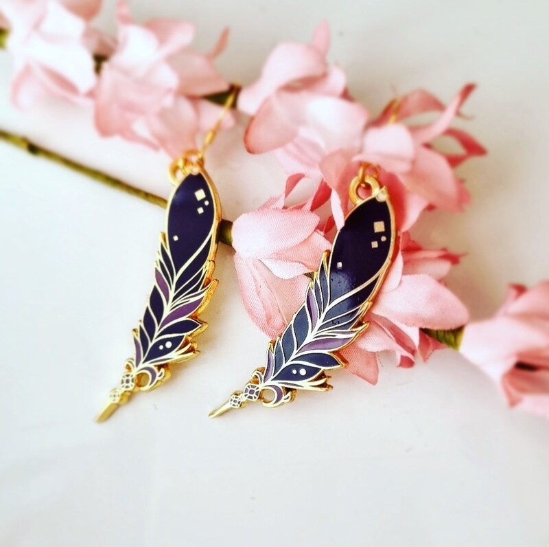 Peculiar Enamel Pin - Feather Earrings
