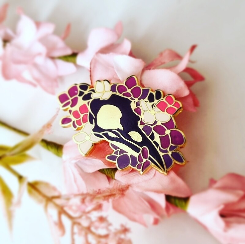 Peculiar Enamel Pin - Floral Crow